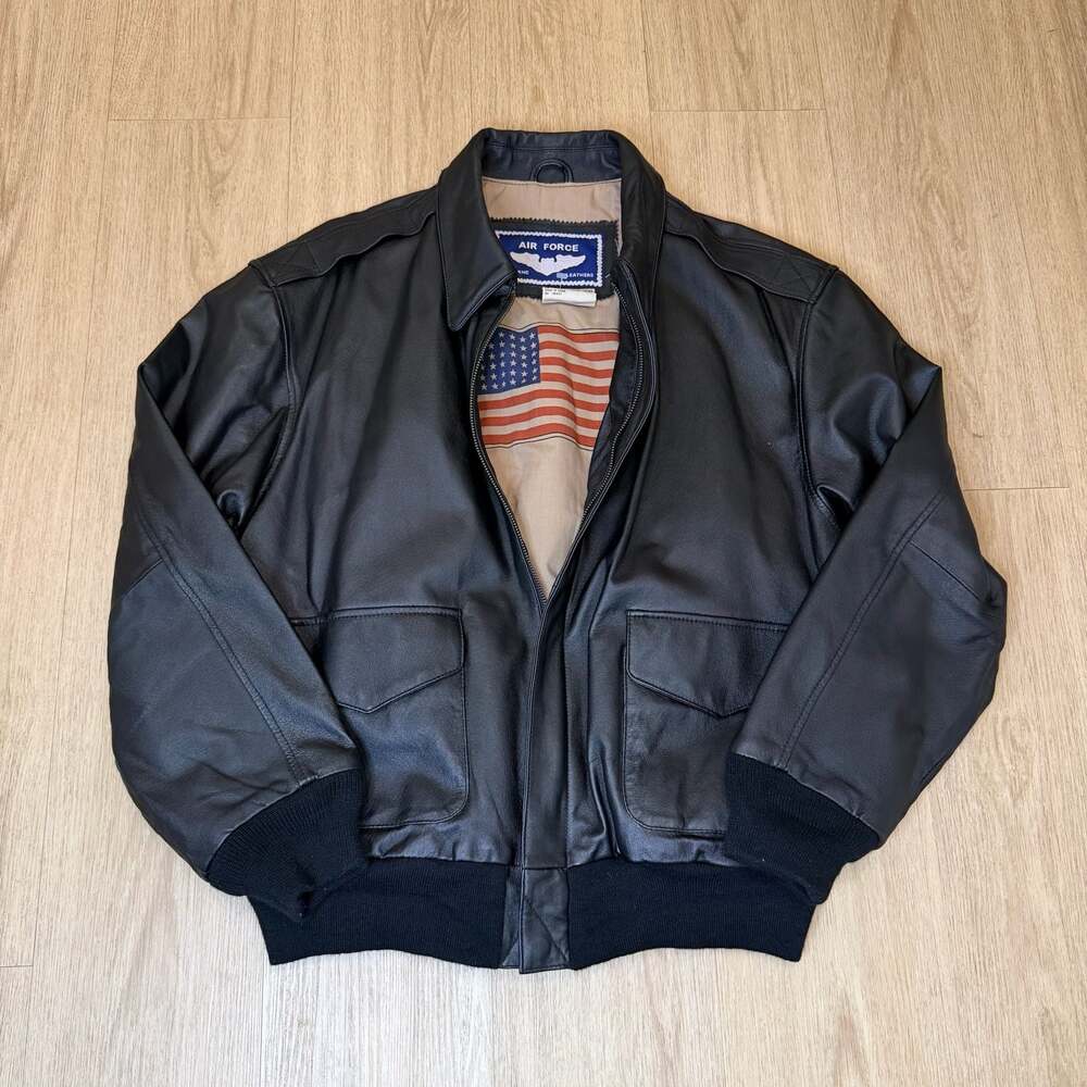 Vintage 80s US Air Force Leather Bomber Jacket size L